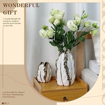 White & Gold Ceramic Vase
