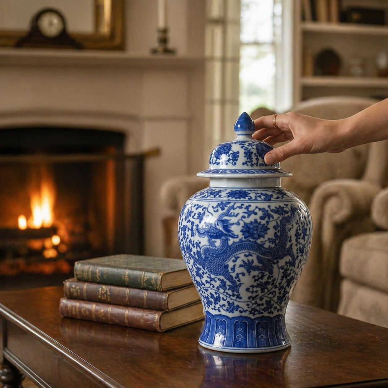 Blue & White Porcelain Ginger Jar