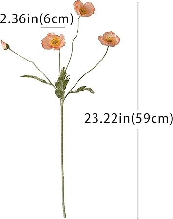 DUYONE Artificial Silk Poppy Flowers (6PCS)