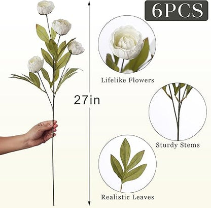 Artificial Silk Peony Flowers (6PCS)