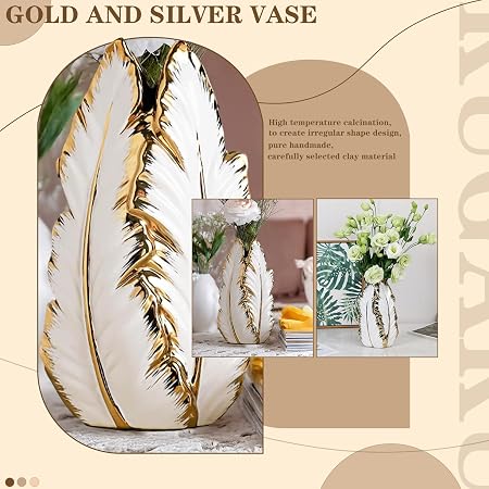 White & Gold Ceramic Vase