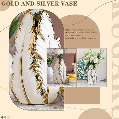 White & Gold Ceramic Vase