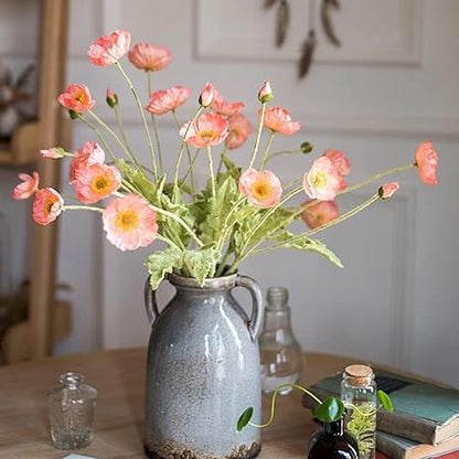 DUYONE Artificial Silk Poppy Flowers (6PCS)