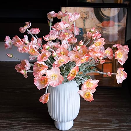 DUYONE Artificial Silk Poppy Flowers (6PCS)