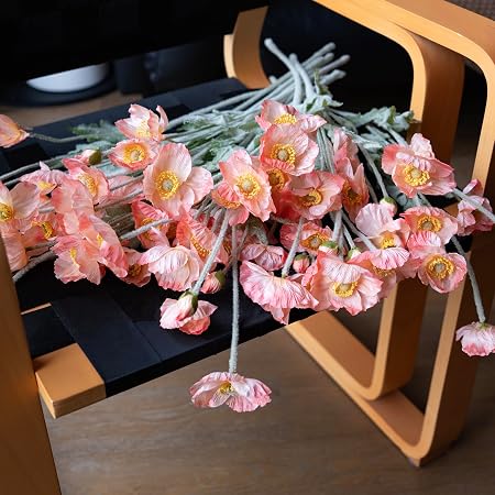DUYONE Artificial Silk Poppy Flowers (6PCS)