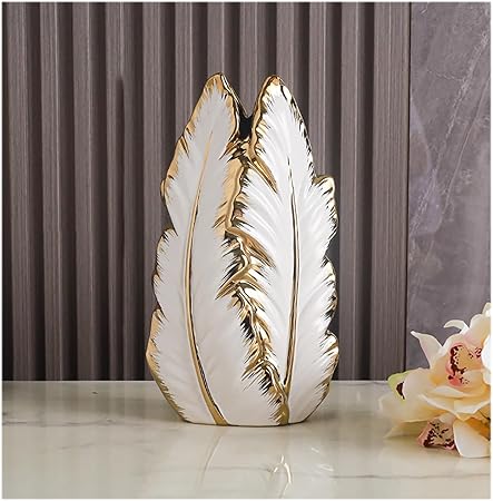 White & Gold Ceramic Vase