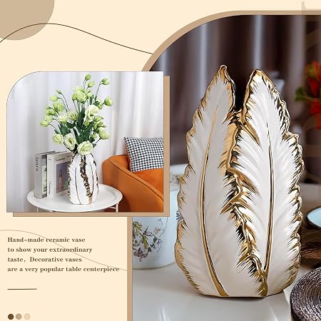 White & Gold Ceramic Vase