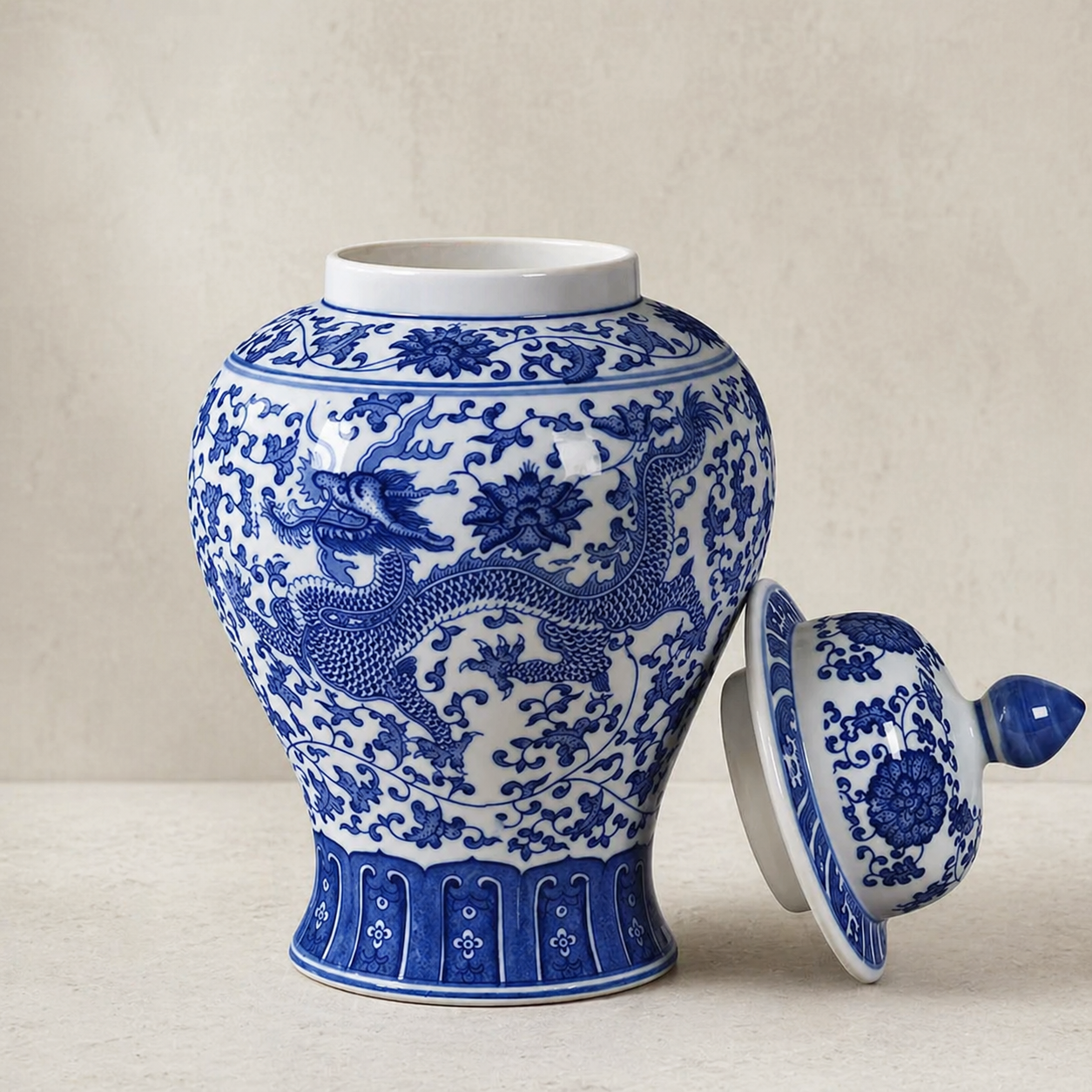 Blue & White Porcelain Ginger Jar