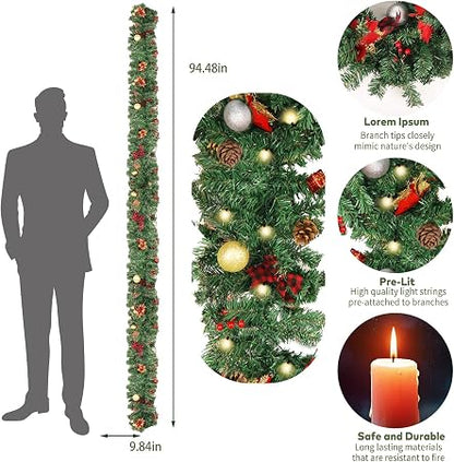9FT Pre-Lit Christmas Garland
