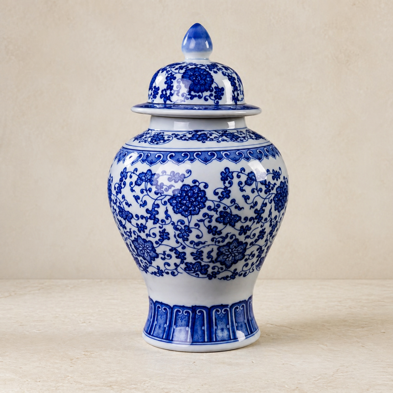 Blue & White Porcelain Ginger Jar
