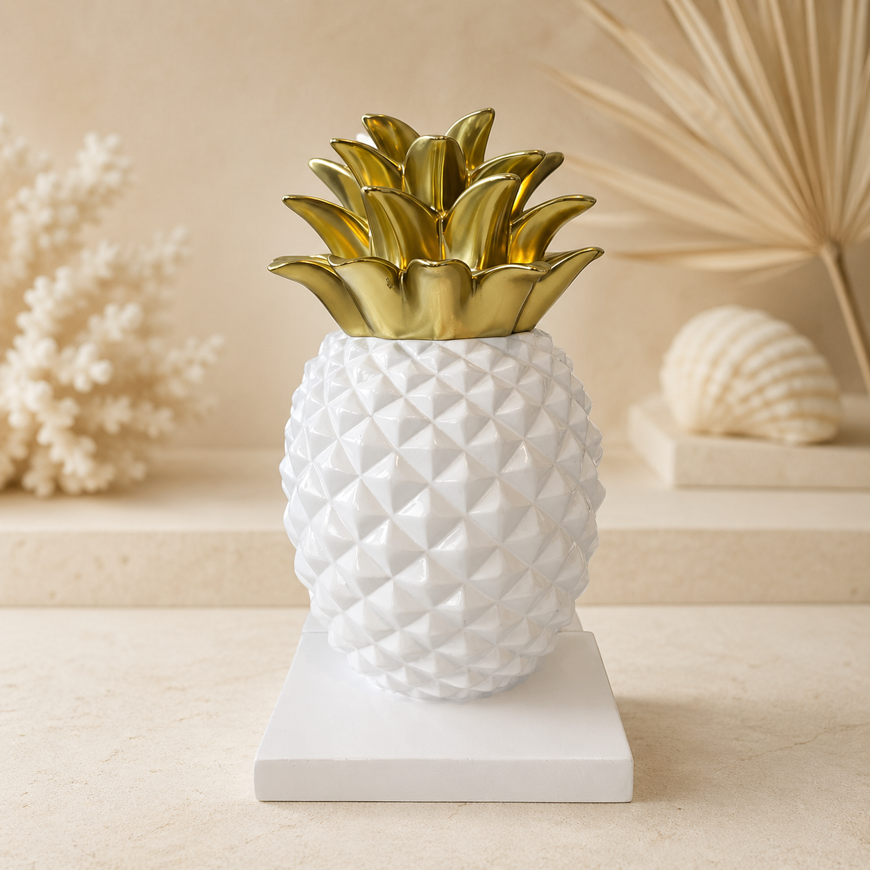 White Gold Pineapple Bookends