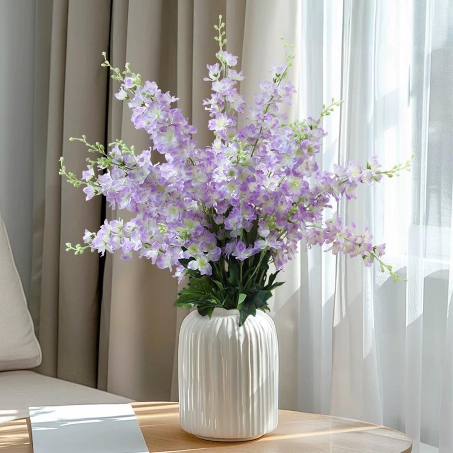 White Artificial Delphinium Stems (8PCS)