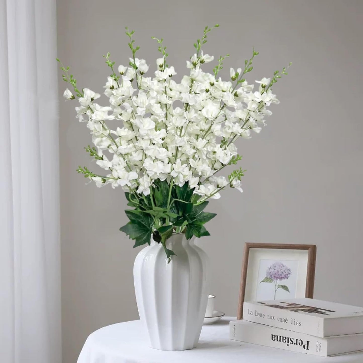 White Artificial Delphinium Stems (8PCS)