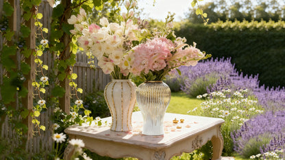 White & Gold Ceramic Ginger Jar Vase